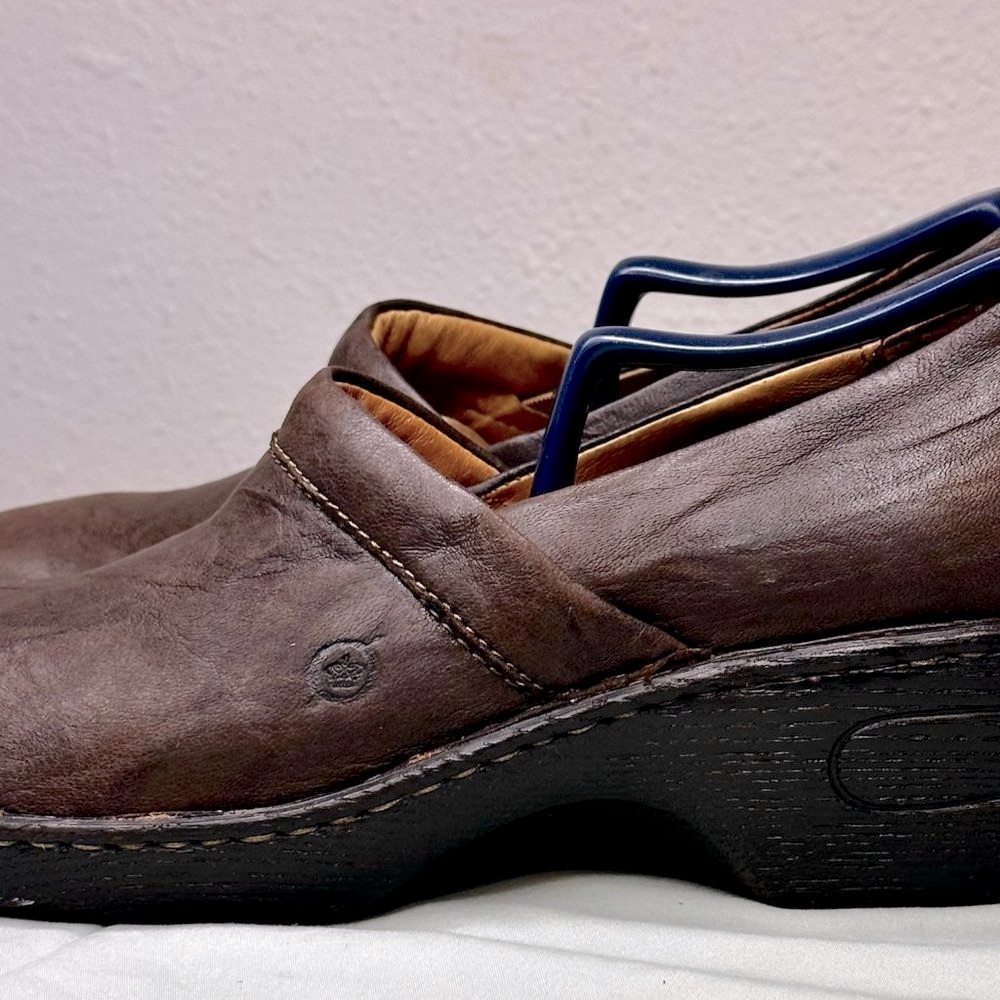 Born Toby II Slip-on Brown leather Clogs - Picture 2 of 9